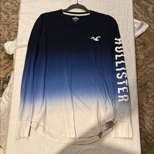 Hollister Ombre Blue White Long Sleeve Tee